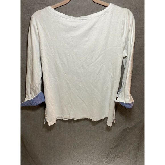 Nautica Shirt‎ Womens Medium White Round Neck Contrast Cuff Long Sleeve Ladies. - Picture 7 of 9